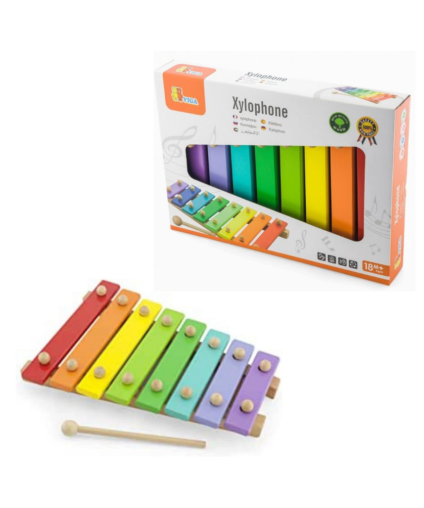 Glooke Selected Viga Wooden Xylophone - Educational MUSical Instrument Toy For Kids Ages 1+ Year, Multi-Coloured