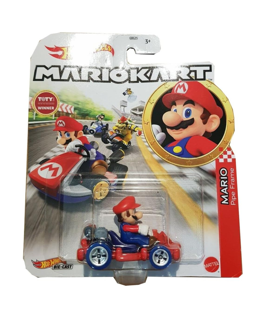 Hot Wheels DieCast Kart Mario Pipe Frame Super Mario Kart 1:64 Scale 2" Length