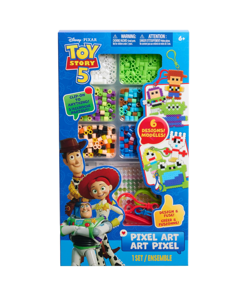 Disney Pixar Toy Story 5 Pixel Art DIY Craft Kit for Kids, 800 Fuse Beads Activity Set with Character Bag Clips, Creative Arts and Crafts Toy Ages 6+