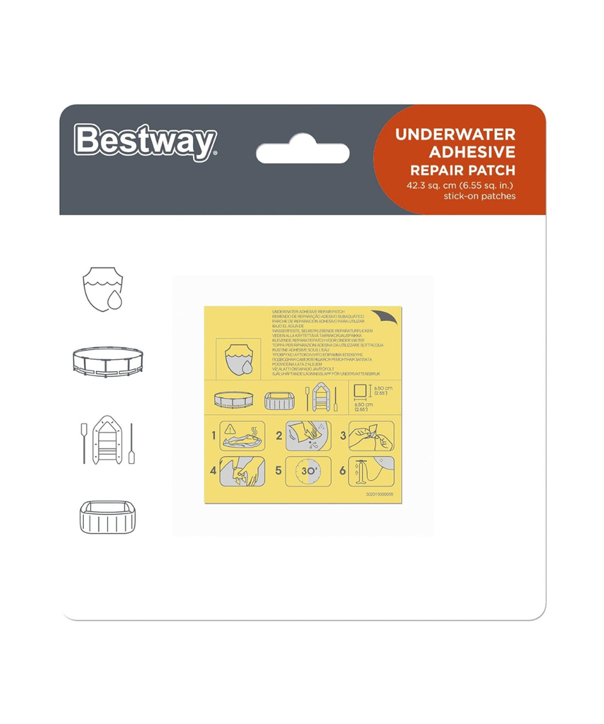 Bestway Underwater Repair Patch 6.5X6.5C, Multi-Colour, 1062091Xxx19, Inflatable Water, 6.5 X 6.5 X 0.1 Cm