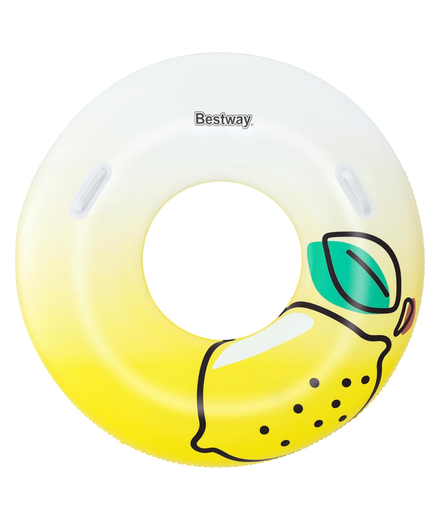 Bestway Swim Ring Fresh Squeezed Lemon Swim Tube 1.14M, Outdoor & Indoor Relaxation & Play, Swim Tubes, Pool Floats, Bright Graphics, Heavy-duty Handles
