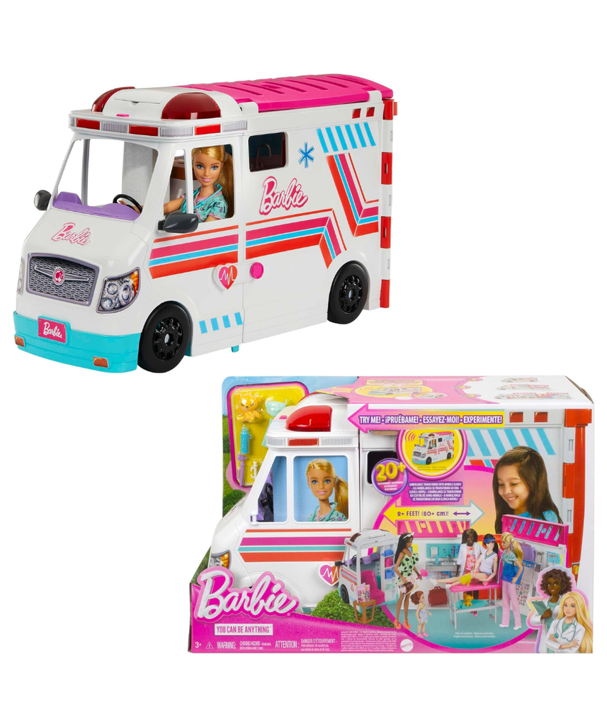 Barbie Toys, Transforming Ambulance and Clinic Playset, 20+ Accessories, Care Clinic
