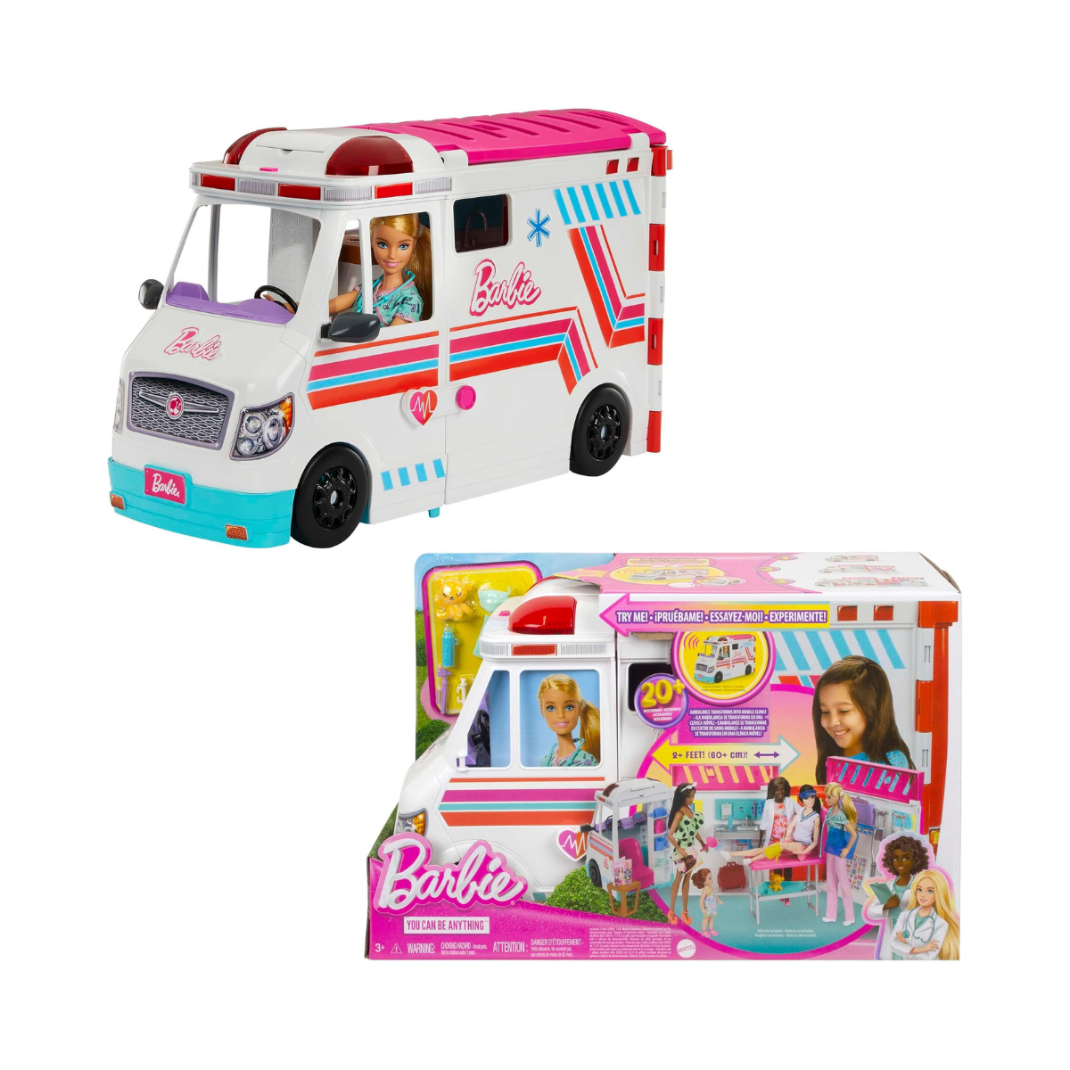 Barbie Toys, Transforming Ambulance and Clinic Playset, 20+ Accessories, Care Clinic