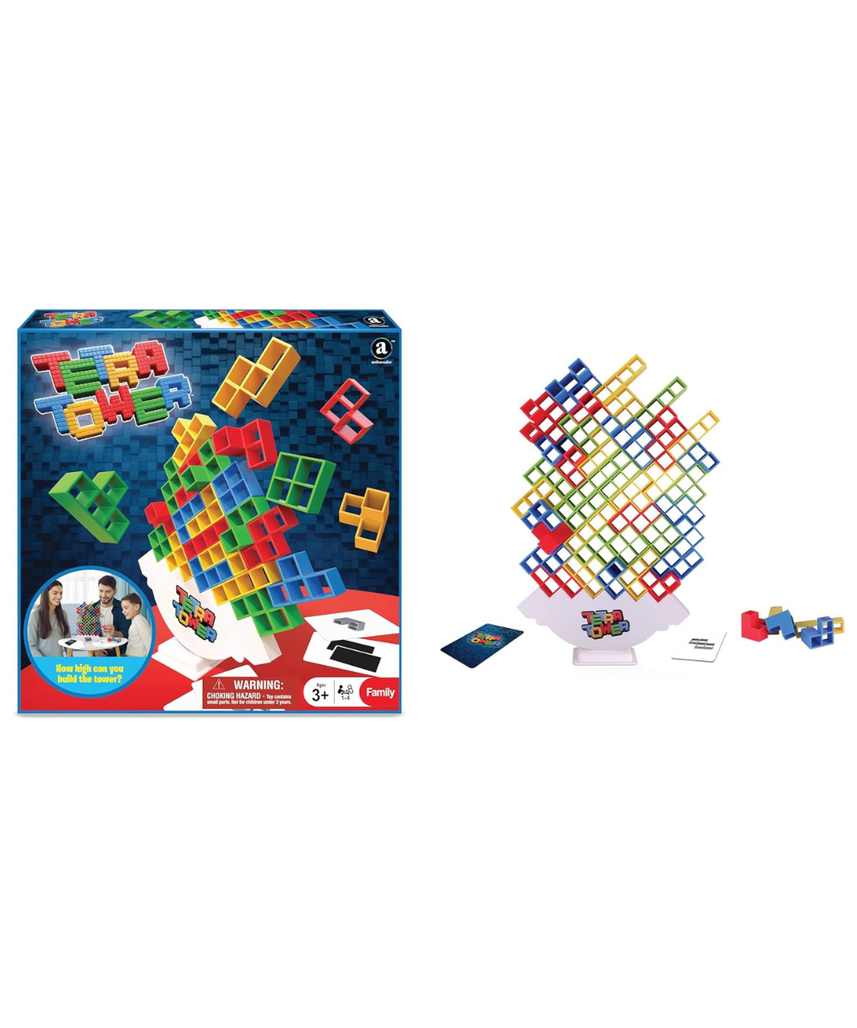 Merchant Ambassador Tetra Tower Fun & Challenging game! Colorful 48 Blocks and 22 Action Cards! Kids Action Game! Age 3 & Above! Girls and Boys