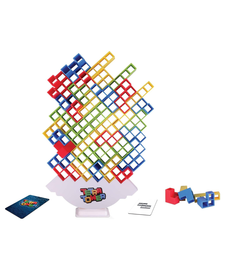 Merchant Ambassador Tetra Tower Fun & Challenging game! Colorful 48 Blocks and 22 Action Cards! Kids Action Game! Age 3 & Above! Girls and Boys