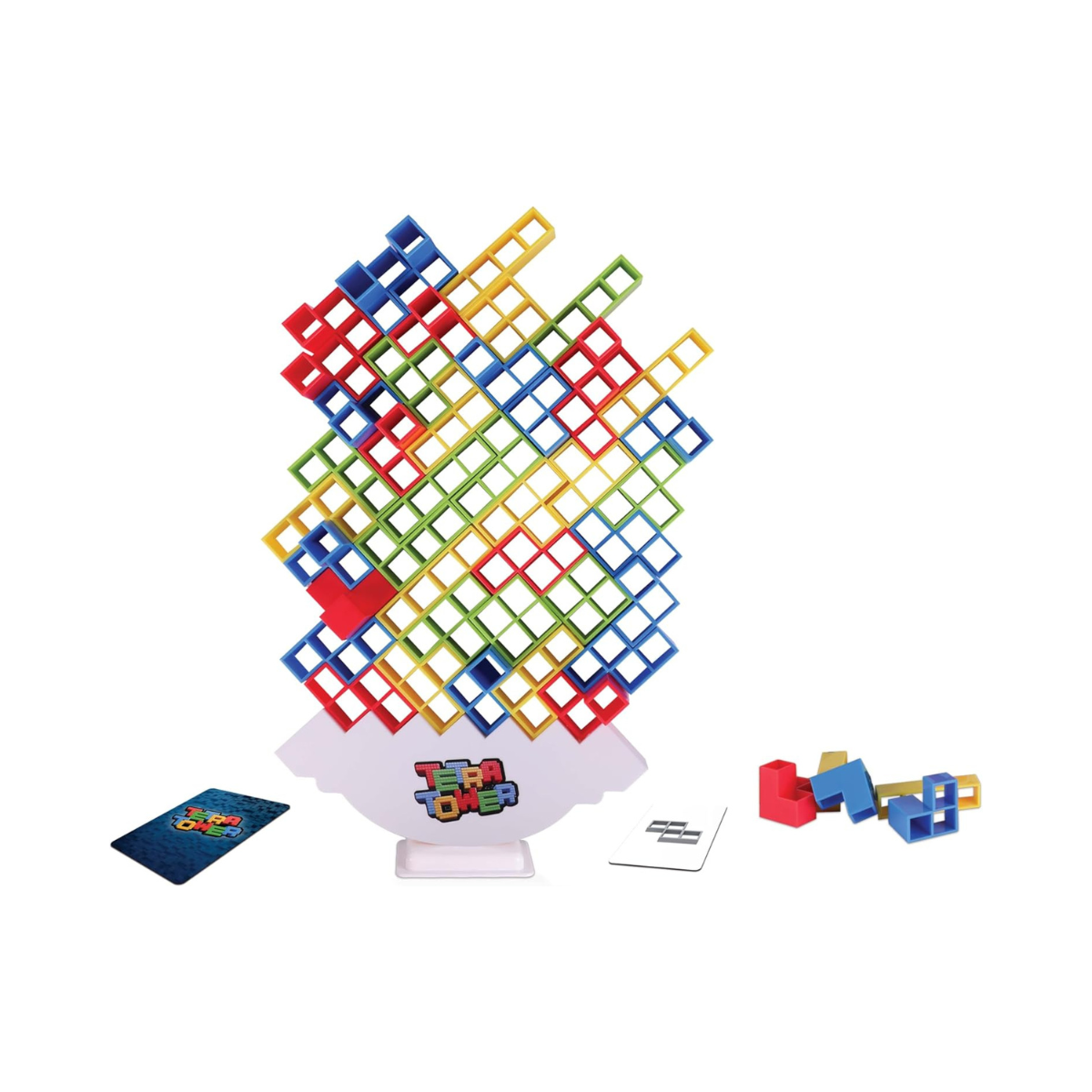 Merchant Ambassador Tetra Tower Fun & Challenging game! Colorful 48 Blocks and 22 Action Cards! Kids Action Game! Age 3 & Above! Girls and Boys