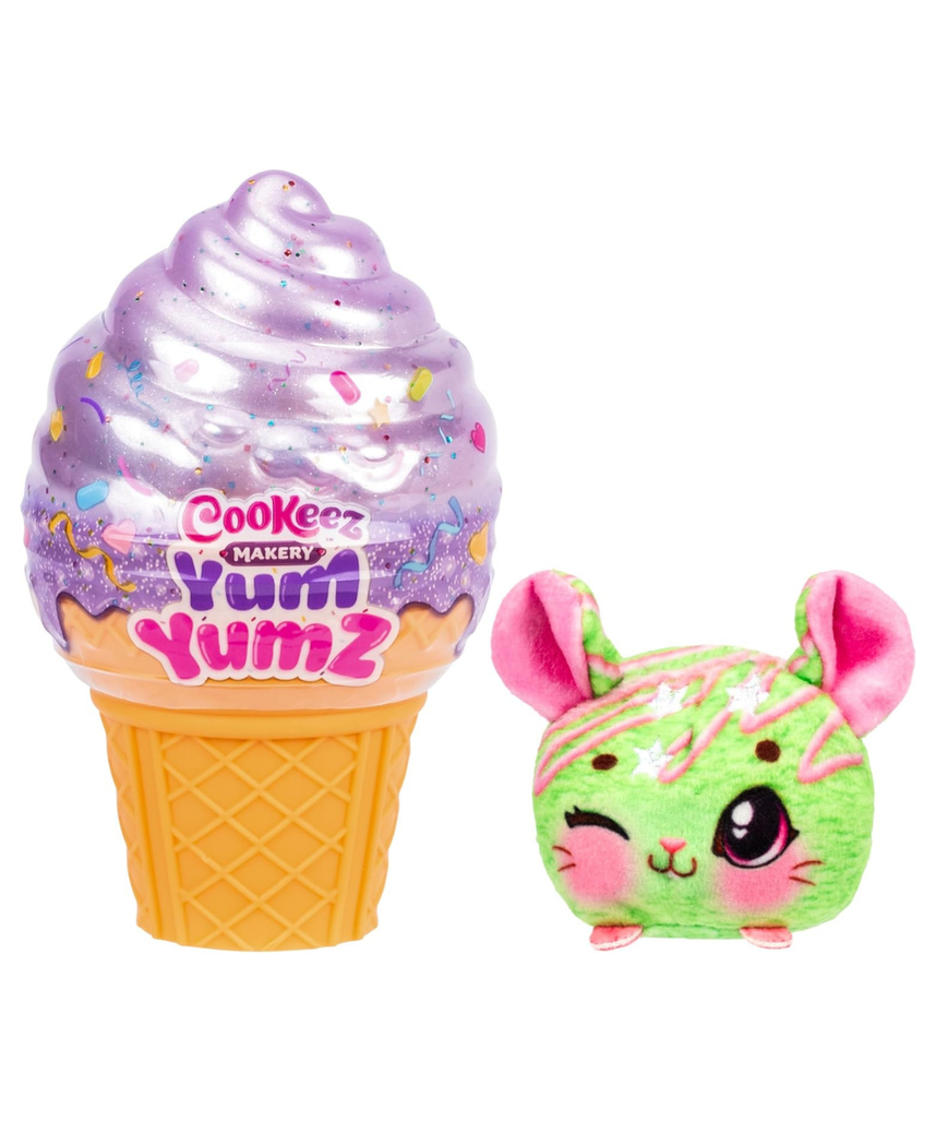 Cookeez Makery Yum Yumz Series-2 Single, Full of Fun and Full of Yum! Add Ingredients & Discover Super-Cute Scented Surprise Plush Pets Inside an Ice Cream Cone You Can Customize - Styles May Vary