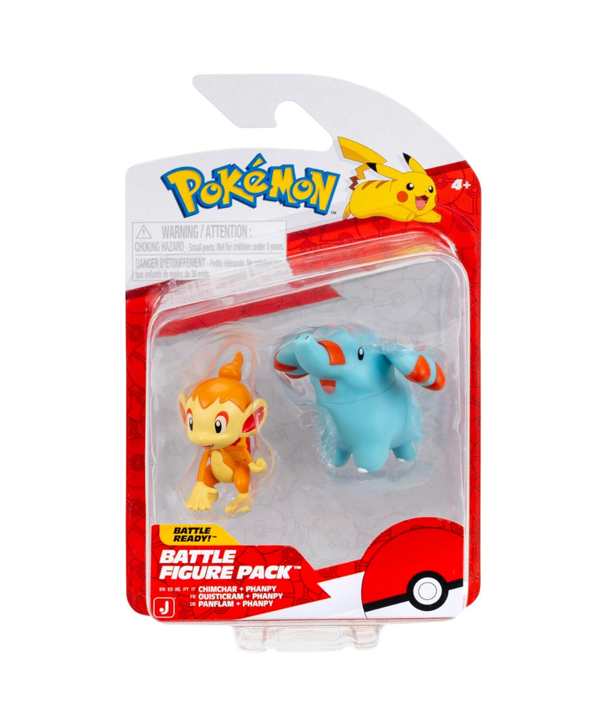 Pokémon Battle Figure - Phanpy & Chimcar - Compatible with Clip N Go Pokéball! Official Pokemon Toy for Children 3+