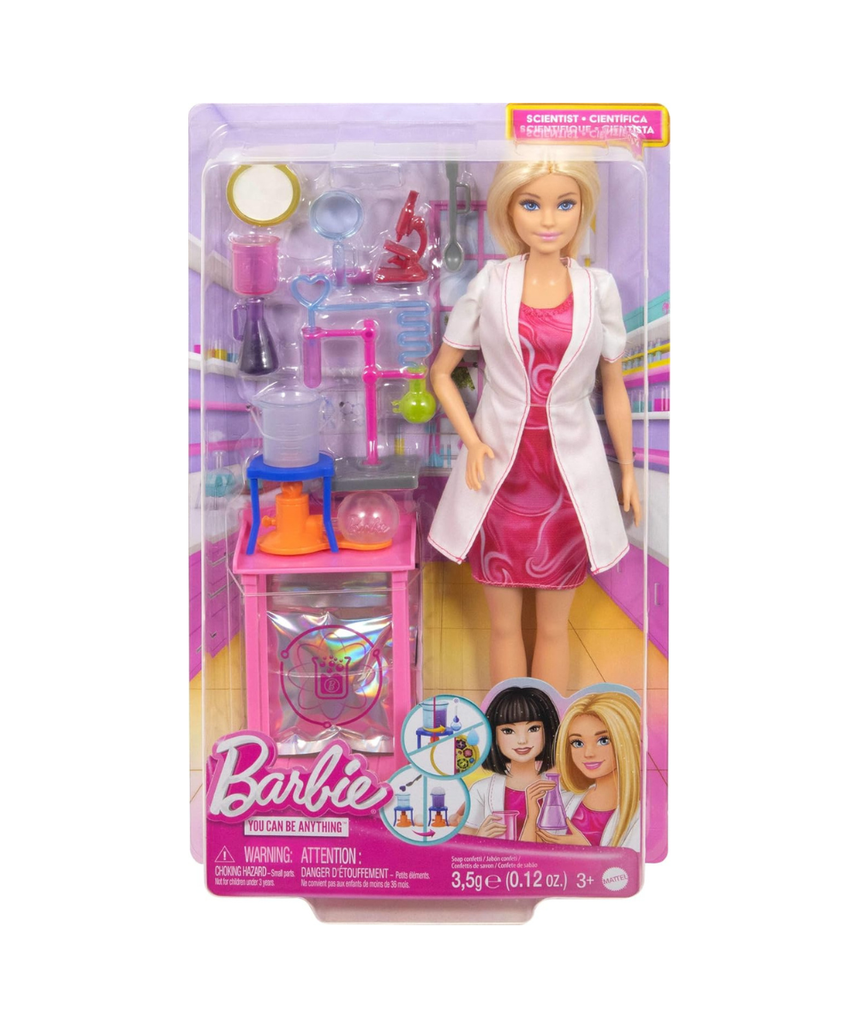 Barbie Scientist Doll and Accessories with Blonde Fashion Doll, Lab Table, Microscope, & Color-Change Beaker & Petri Dish Accessories
