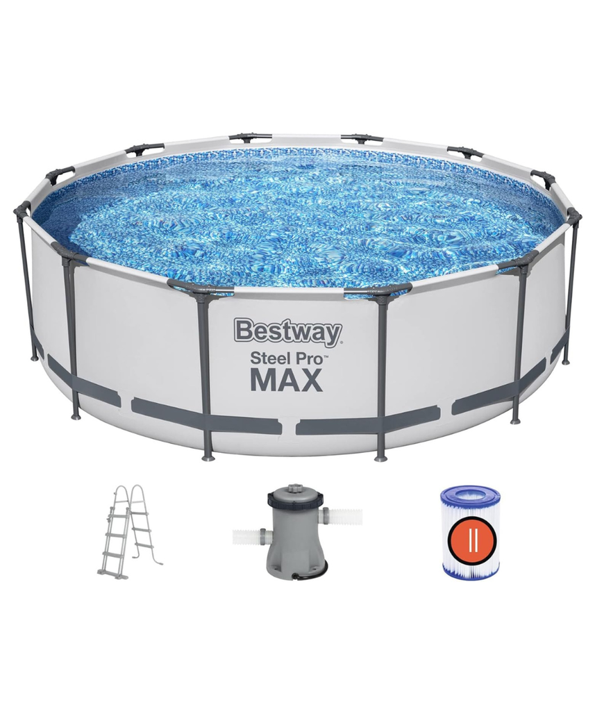 Bestway Steel Pro MAX Above Ground Pool Set with Filter Pump Diameter 366 x 100 cm Grey Round