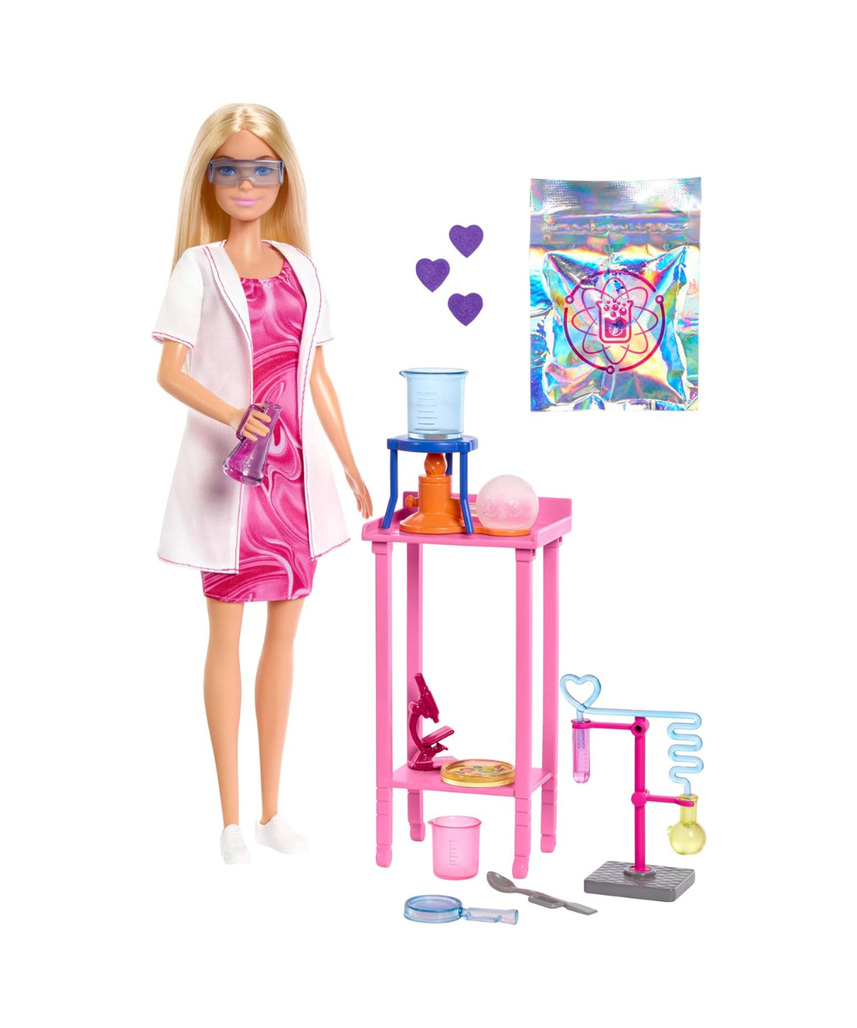 Barbie Scientist Doll and Accessories with Blonde Fashion Doll, Lab Table, Microscope, & Color-Change Beaker & Petri Dish Accessories