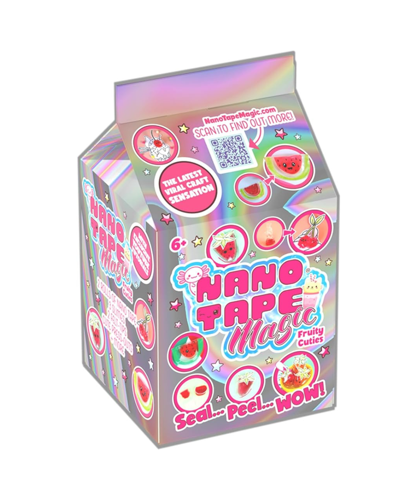 Nano Tape Magic Mini Kit Fruity Cutie, DIY Nano Tape Craft Set with Slime, Beads and Fruit-Themed Squishy Creations for Kids, Ages 6+