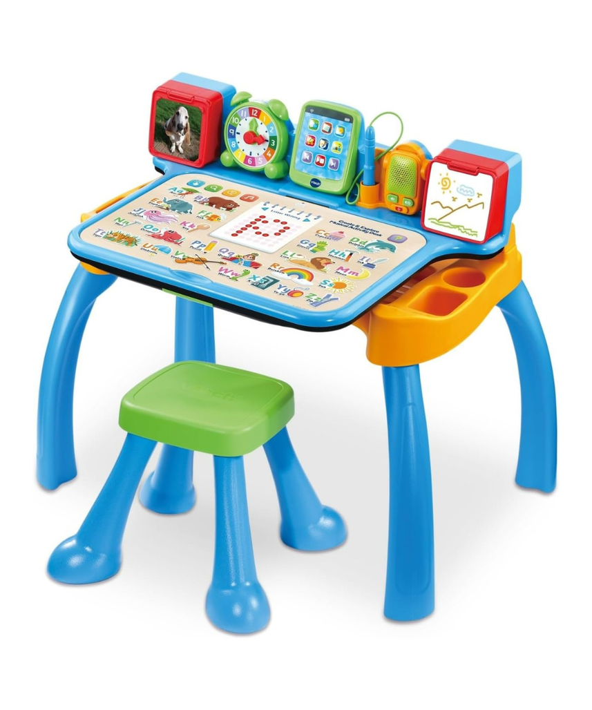 VTech 6-in-1 Interactive Musical Activity Desk for Kids 3–6 – Educational Learning Table, Writing Pad with Stylus, Art Easel & Chalkboard, 5 Activity Pages