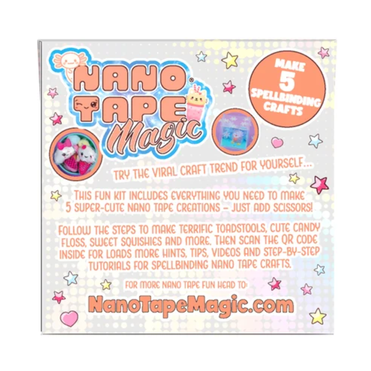 Nano Tape Magic Kawaii Creations Kit, DIY Nano Tape Craft Set with Cute Squishies and Creative Projects for Kids, Ages 6+