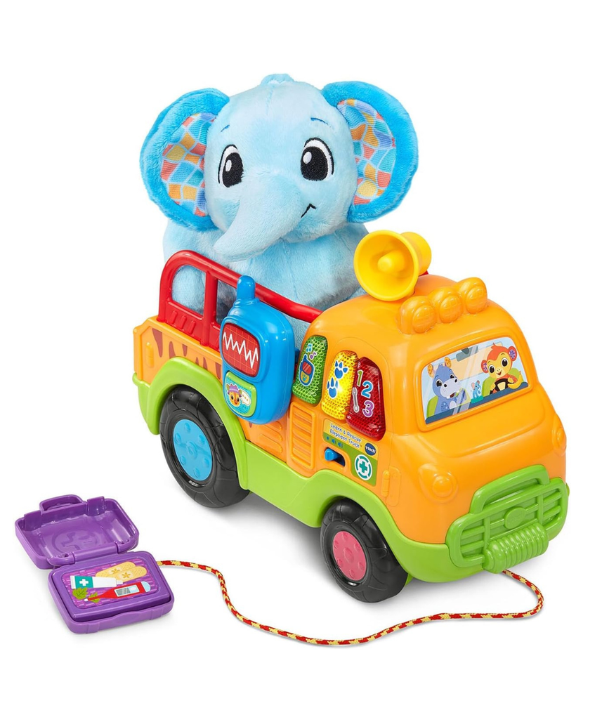 VTech Learn and Rescue Elephant Truck Pull Toy with Plush Elephant