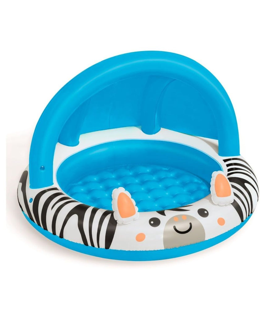 Bestway Shaded Baby Pool | Safari Fun Inflatable Play Centre, UV Sunshade, Inflatable Floor, Zebra Design, Ages 2+