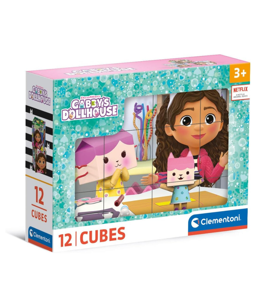 Clementoni 41193 Gabbys Dollshouse Jigsaw Dollhouse 12 Pieces-Cube Supercolor Children 3-5 Years, Cartoon, Gift for Boy/Girls, Doll, Puzzle for Kids, Made in Italy, Multicolor