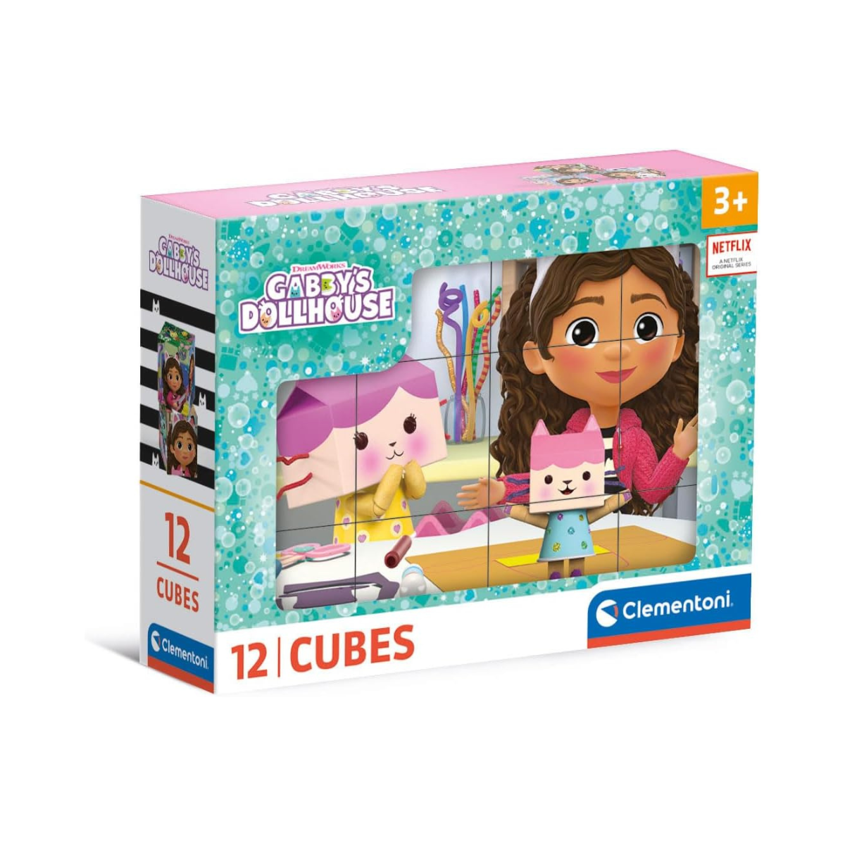 Clementoni 41193 Gabbys Dollshouse Jigsaw Dollhouse 12 Pieces-Cube Supercolor Children 3-5 Years, Cartoon, Gift for Boy/Girls, Doll, Puzzle for Kids, Made in Italy, Multicolor