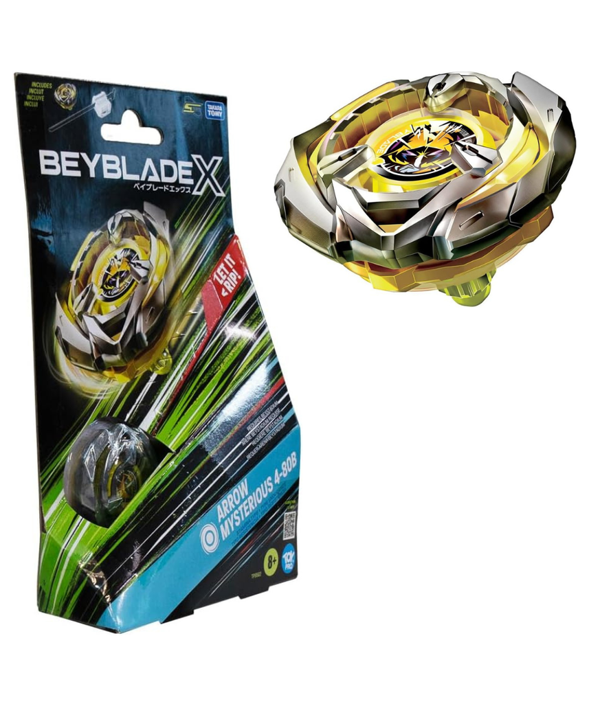 Takara Tomy Beyblade X Launcher Arrow Mysterious 4-80B Starter Pack Top & Launcher, Easy Grip, Battle Top Toy, Bey Toy for 8+ Year Old Boys Girls, Authentic Die-cast Metal Parts, Powerful Attacks