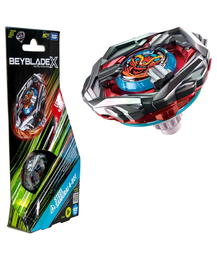 Takara Tomy Beyblade X Steel Samurai 4-80T Booster Pack Set, Balance Type Top with Customizable Parts, Bey Toy for 8+ Year Old Boys and Girls, Spinning Toys, Battle Tops