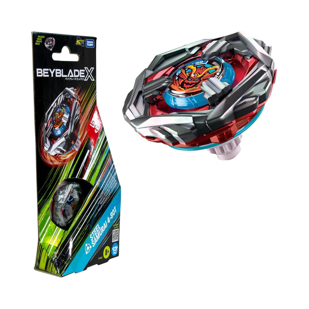 Takara Tomy Beyblade X Steel Samurai 4-80T Booster Pack Set, Balance Type Top with Customizable Parts, Bey Toy for 8+ Year Old Boys and Girls, Spinning Toys, Battle Tops