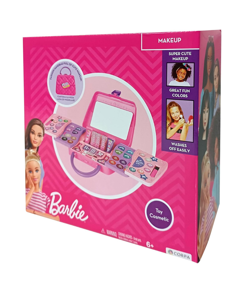 Barbie LPL 5 Decks Sliding Handbag Makeup Kit, Kids Cosmetic Toy Set with Eyeshadows, Lip Gloss, Lipstick, Nail Polish, Glitter Gel, Brushes & Mirror, Pretend Play Beauty Gift for Girls Age 6+ (5705)