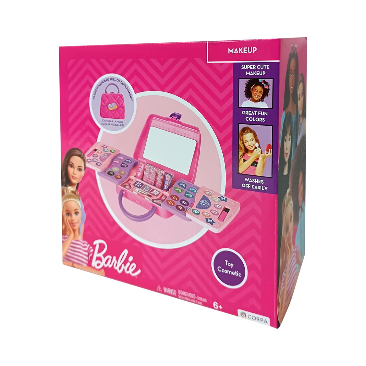 Barbie LPL 5 Decks Sliding Handbag Makeup Kit, Kids Cosmetic Toy Set with Eyeshadows, Lip Gloss, Lipstick, Nail Polish, Glitter Gel, Brushes & Mirror, Pretend Play Beauty Gift for Girls Age 6+ (5705)