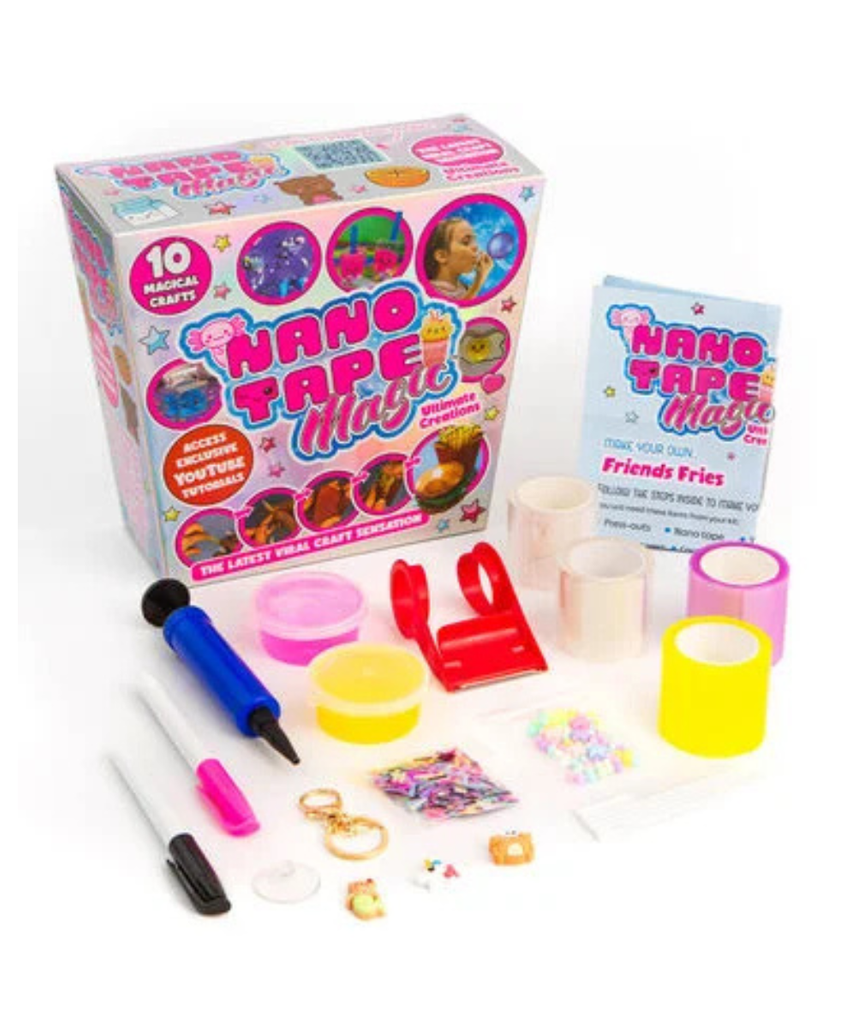 Nano Tape Magic Deluxe Ultimate Creations Kit, DIY Nano Tape Arts & Crafts Set with Squishies, Stickers, Bubble Pets and Slime Creations for Kids, Ages 6+