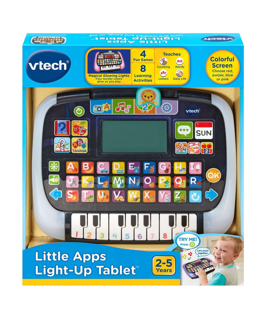 VTech - Little Apps Light-Up Tablet | Educational Tablet Toy to Learn Alphabet, Numbers, Colours, Shapes, Animals, Time | 2 Years+ | Black