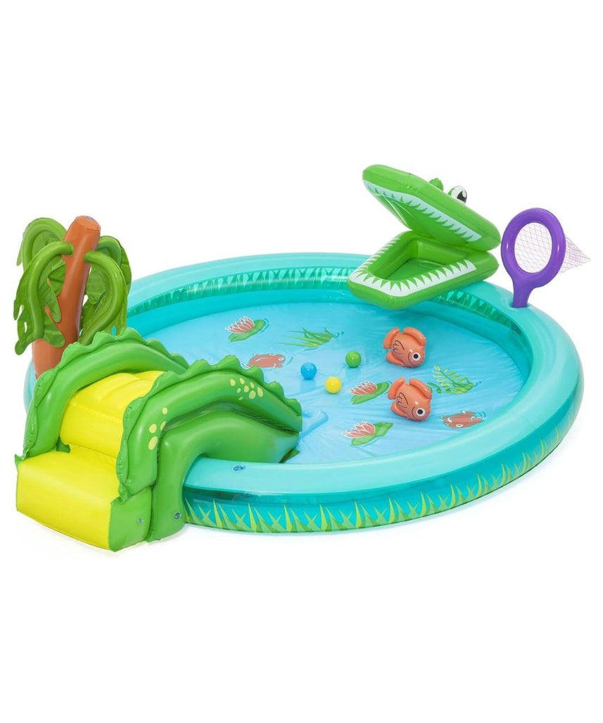 Bestway Playcentre Crocodile Cove 224X181X72cm, Outdoor & Indoor Relaxation & Play, Crocodile-themed Design, Slide With Soft Landing Pad, Easy-to-use
