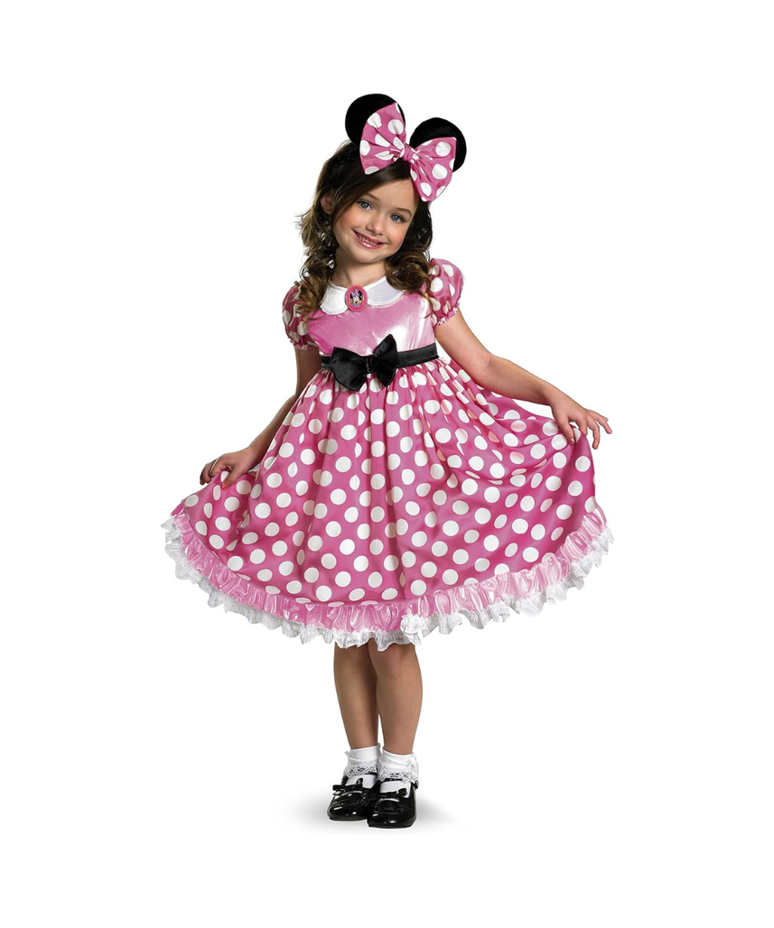 Disguise Disney Minnie Mouse Glow in the Dark Girls' Costume, Pink/White, Medium 7-8