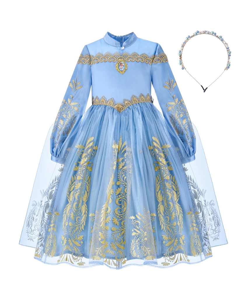 Party Centre - Disney Golden Princess Cinderella Prestige Dress Up Costume with Headpiece, Medium (7-8 Years)