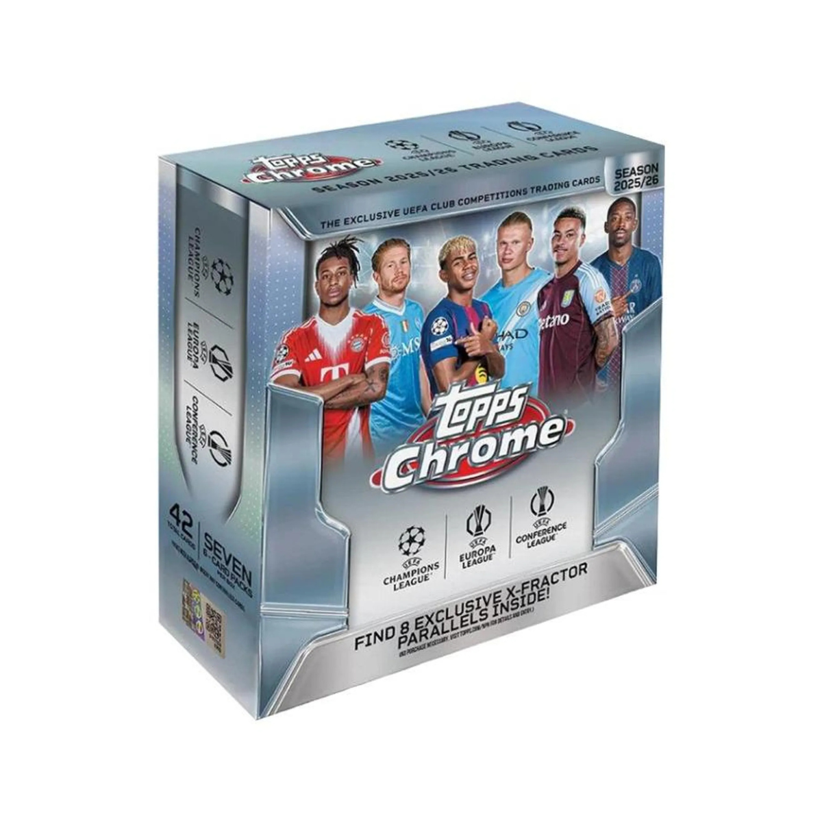 Topps Chrome UEFA Club Competitions 2025/26 Mega Box Football Trading Cards, Official UEFA Soccer Card Collection with Exclusive Mega Box Parallels, Refractors, Inserts & Autograph Chase Cards