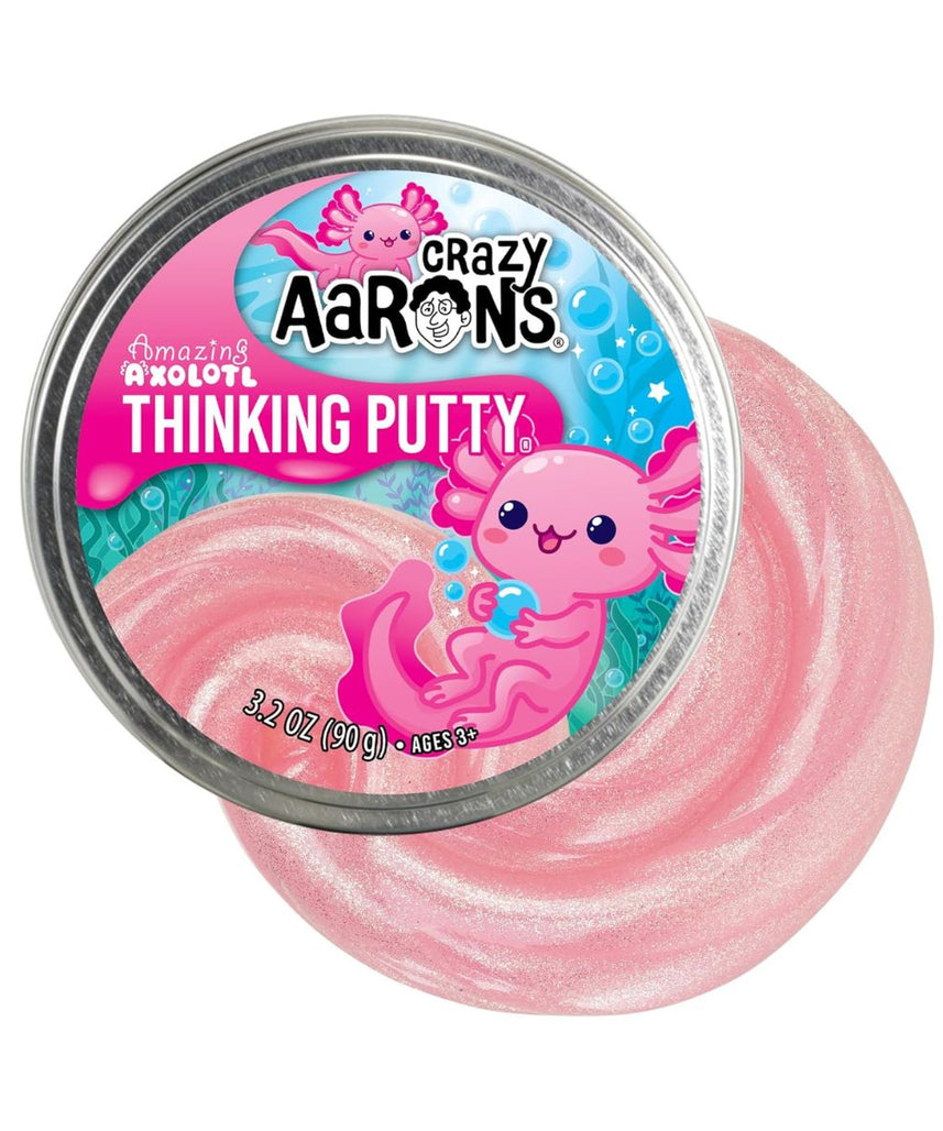 Crazy Aaron’s Amazing Axolotl Thinking Putty, Shimmering Pink Sensory Fidget Putty in 4” Tin, Non-Toxic Stretchy Creative Play Putty for Kids & Adults Ages 3+