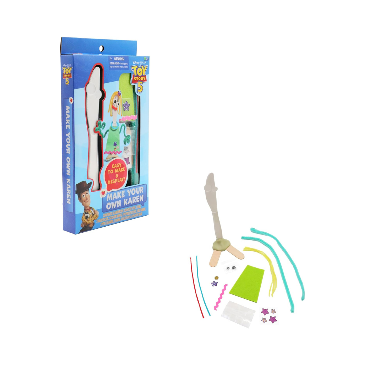 Disney Pixar Toy Story 5 Make Your Own Karen DIY Craft Kit for Kids, Creative Character Building Activity Set with Stickers and Accessories, Arts and Crafts Toy Gift Ages 3+