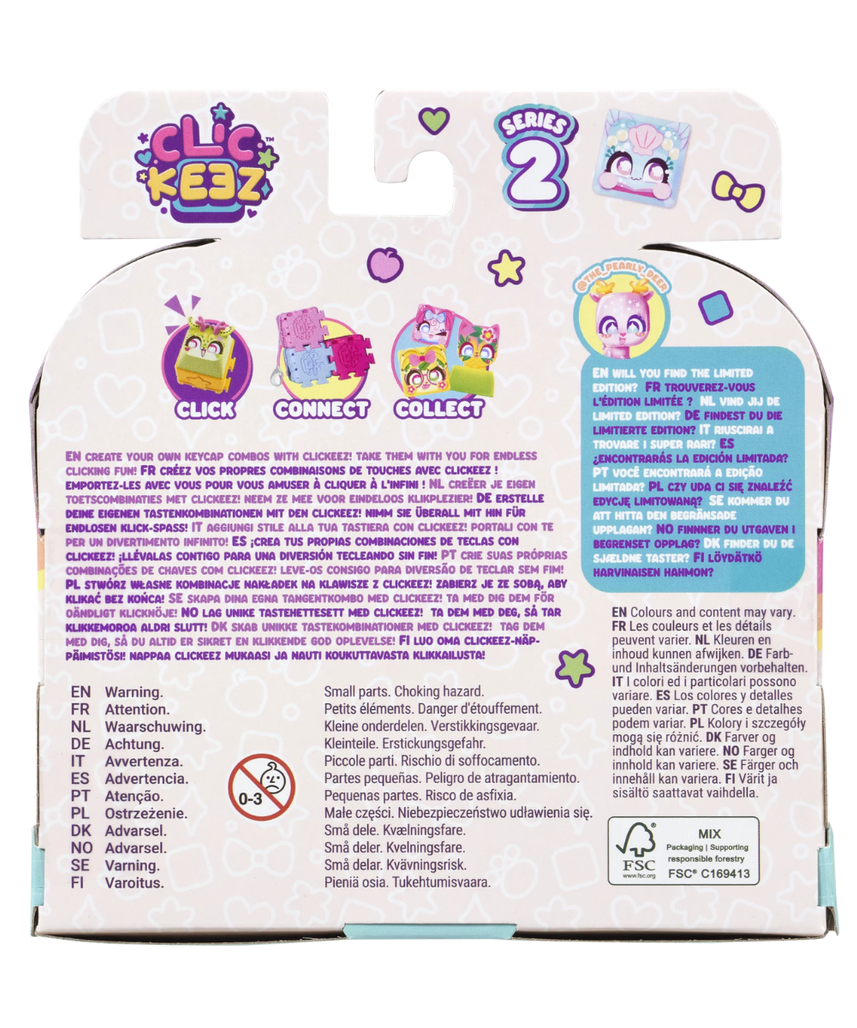 Clickeez Series 2, 5 Pack Clickable Keyboard Collectibles with Keychain and Collector Guide, Fidget Sensory Toy for Kids Ages 6+