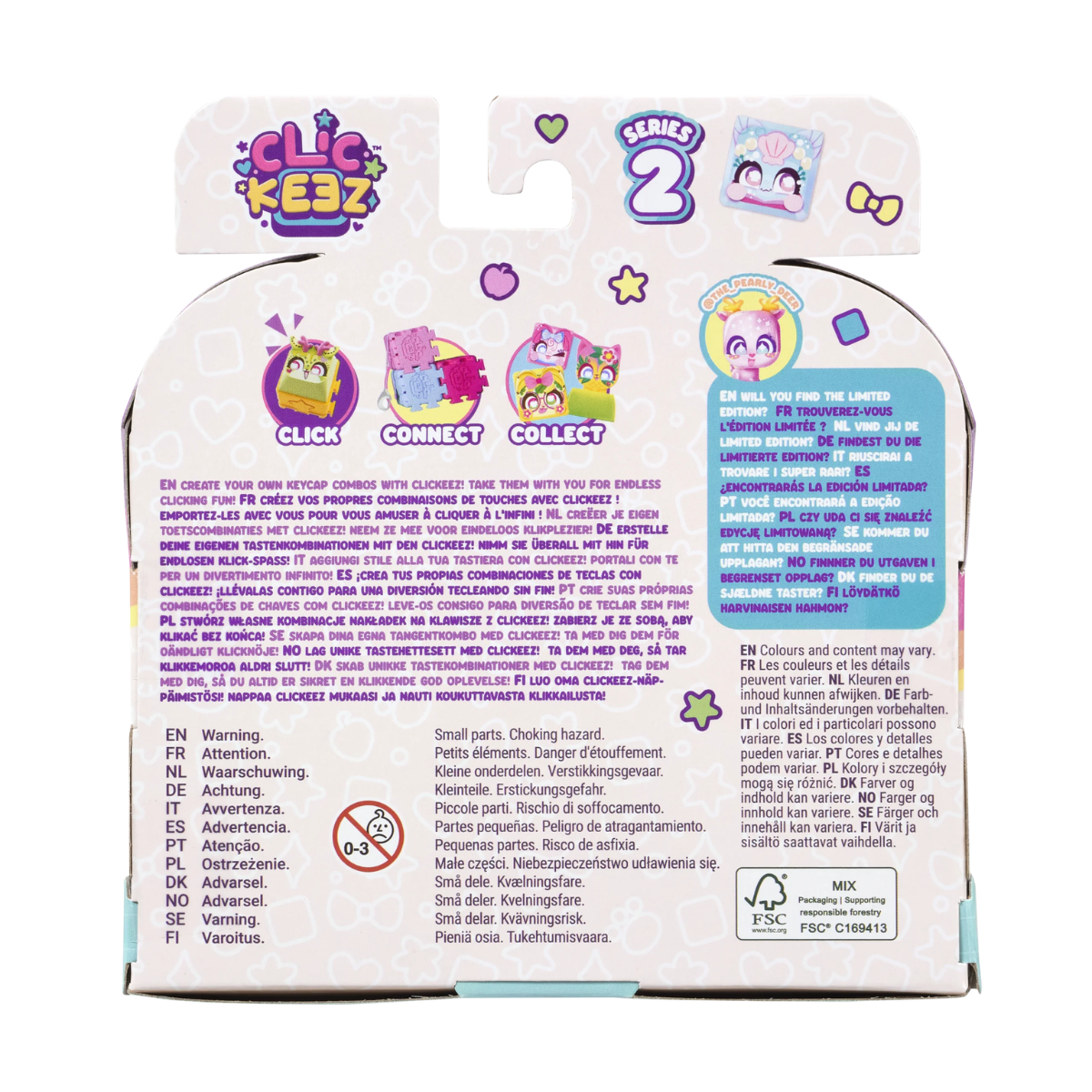Clickeez Series 2, 5 Pack Clickable Keyboard Collectibles with Keychain and Collector Guide, Fidget Sensory Toy for Kids Ages 6+