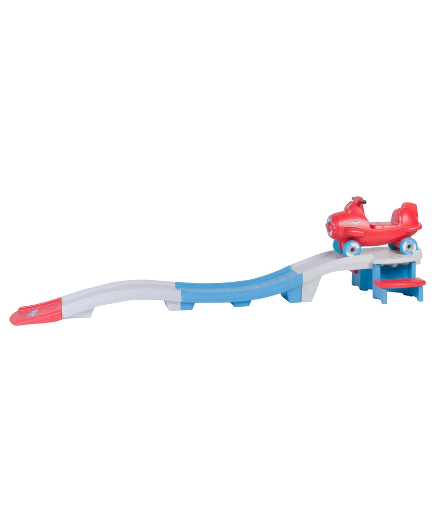 Step2 Sky Rider Up & Down Roller Coaster Ride-On Toy with Airplane Coaster Car, Indoor & Outdoor Playset for Toddlers, Durable Plastic Track, Red, 2+ Years