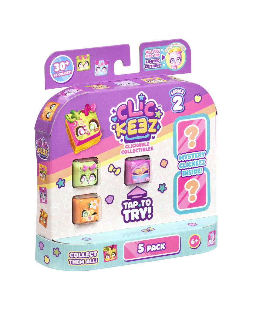Clickeez Series 2, 5 Pack Clickable Keyboard Collectibles with Keychain and Collector Guide, Fidget Sensory Toy for Kids Ages 6+