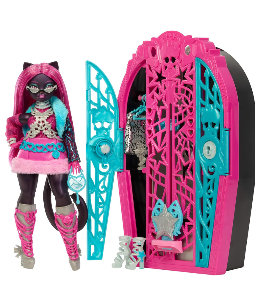 Monster High Skulltimate Secrets Hauntlywood Mysteries Catty Noir Doll and Accessories Set with Wardrobe and 19+ Glamorous Surprises Including Doll Clothes, JBG82