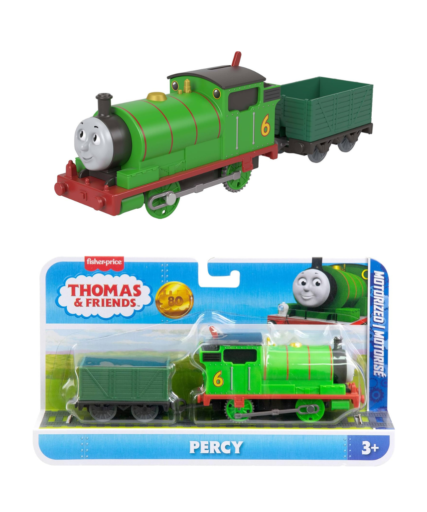 Fisher-Price Thomas and Friends Percy Classic Motorized Locomotive with Loading Wagon, Stimulates Toddlers' Play and Imagination, JGF94