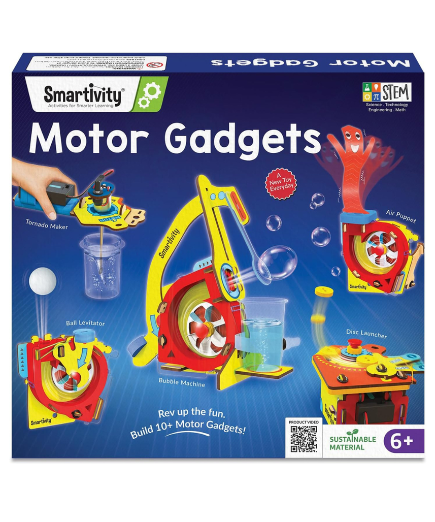 Smartivity 10-in-1 Motor Powered STEM Engineering Kit for Kids I 10+ Fun Electronics Projects for Smart Kids | DIY Science Kit/Toy for Ages 6,7,8,9,10,11,12 Years Old Boys & Girls