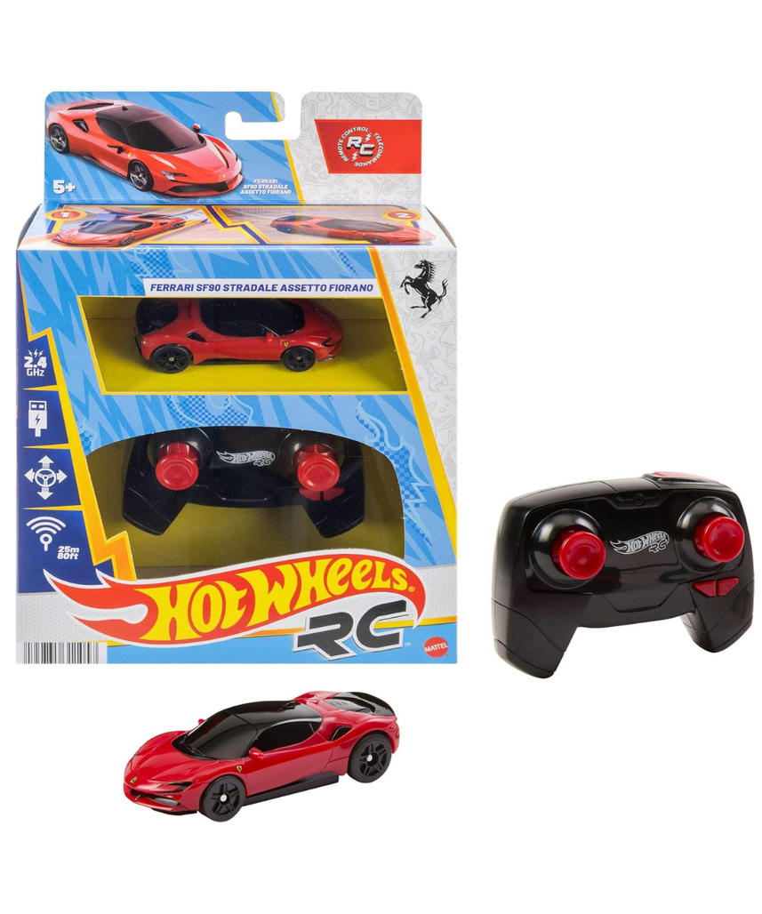 Hot Wheels RC 1:64 Ferrari SF90 Stradale Assetto Fiorano Battery-Powered Remote-Control Car