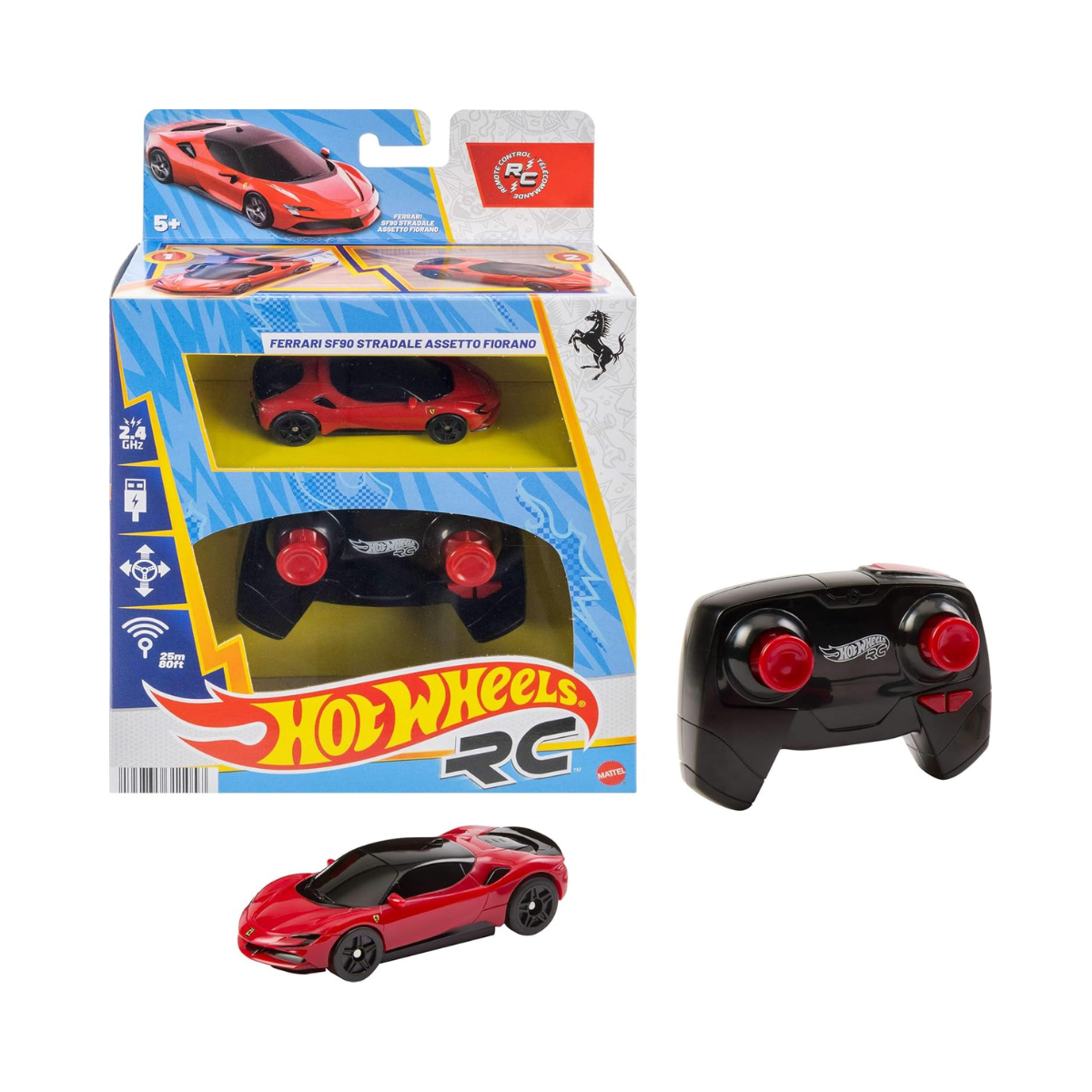 Hot Wheels RC 1:64 Ferrari SF90 Stradale Assetto Fiorano Battery-Powered Remote-Control Car