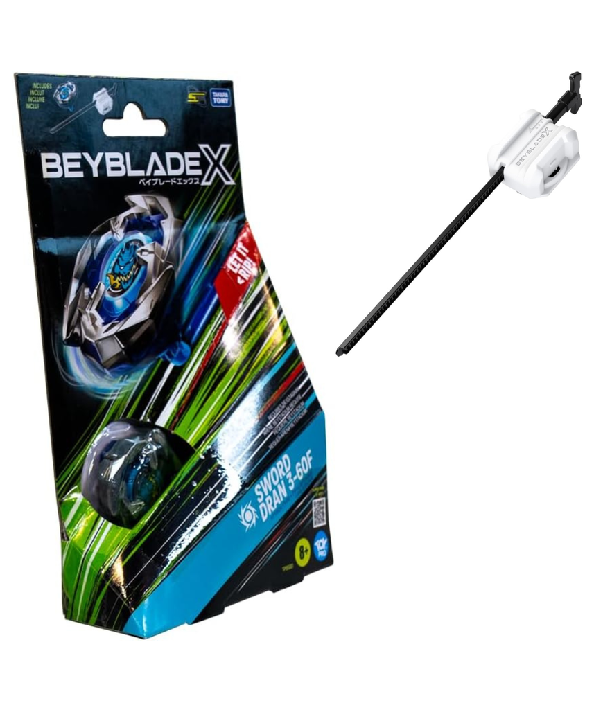 Takara Tomy Beyblade X Launcher Sword Dran 3-60F Starter Pack Top & Launcher, Easy Grip, Battle Top Toy, Bey Toy for 8+ Year Old Boys Girls, Authentic Die-cast Metal Parts, Powerful Attacks