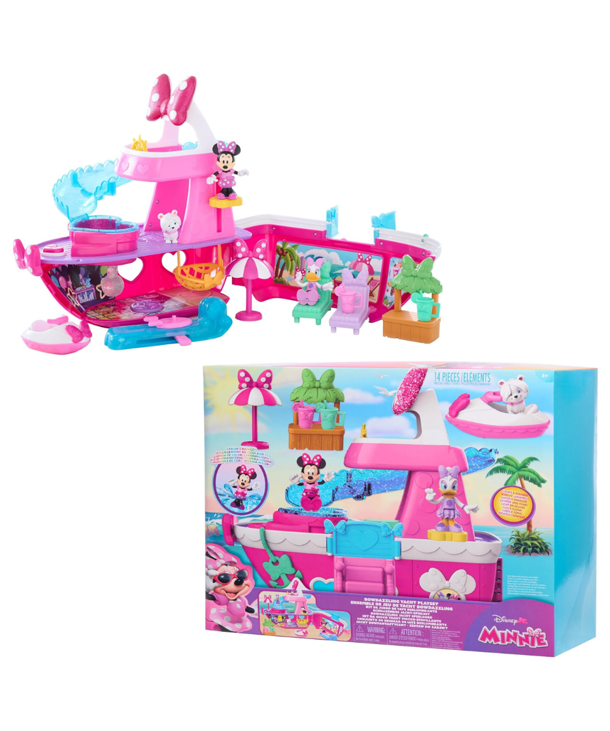 Just Play Minnie Mouse Bowdazzling Yacht Playset with Light and Sound Effects, 14 Pieces, Children's Toy from 3 Years