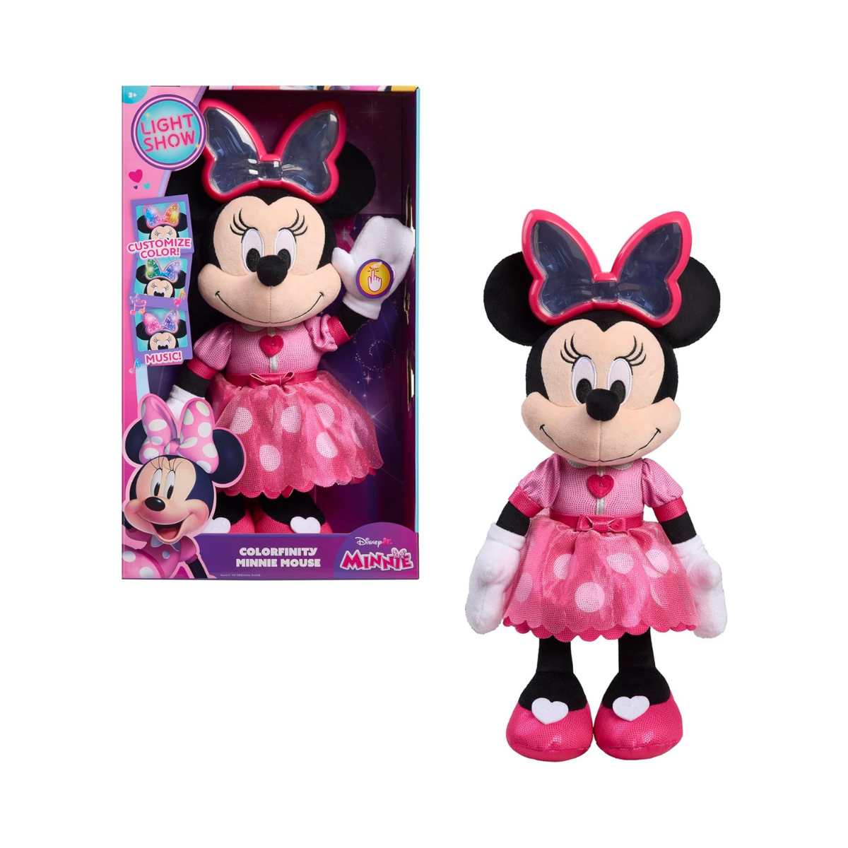 Just Play Minnie Mouse Colorfinity Feature Plush, Kids Toys for Ages 3 Up