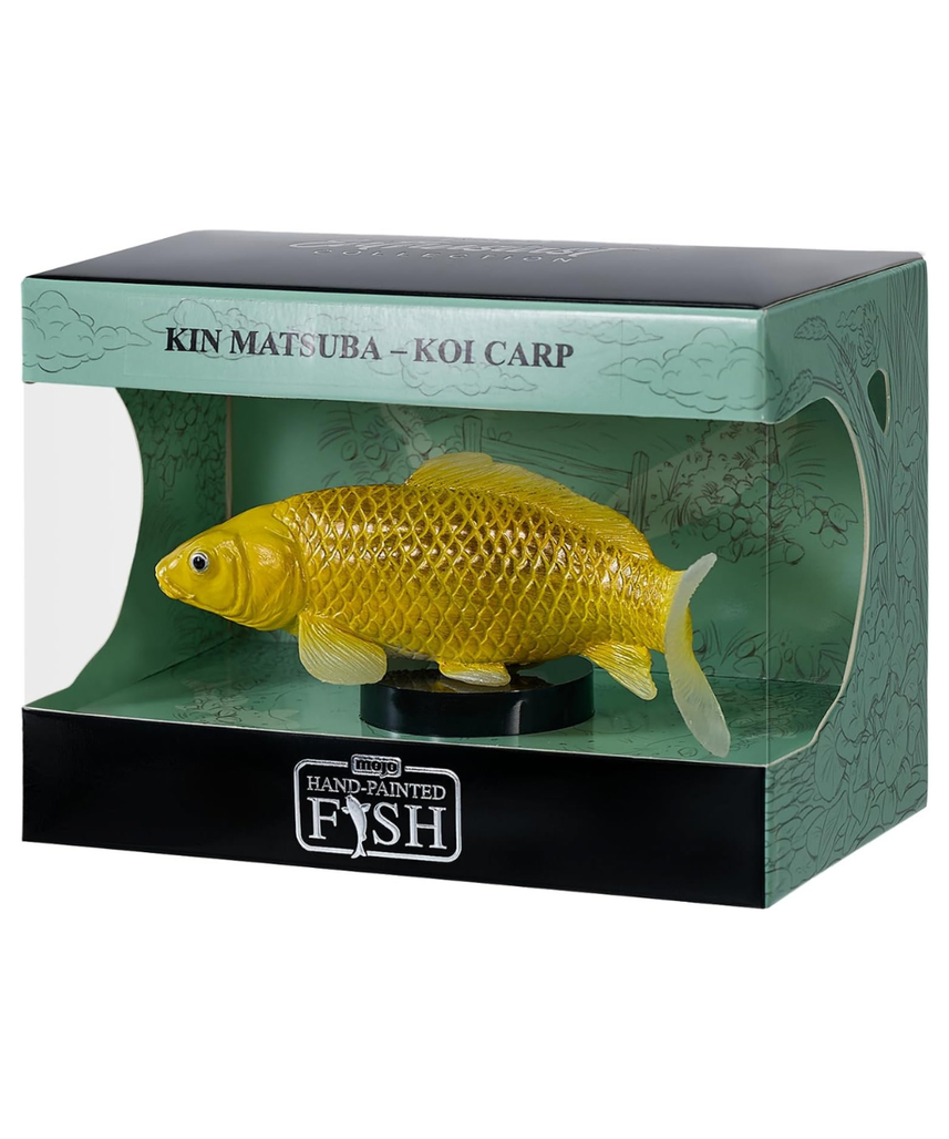 MOJO, Hand-Painted Koi Carp Asagi Fish Figurine, Blue and Red Decorative Model, Collector Series 1, Japanese Style (Kin Matsuba Koi)