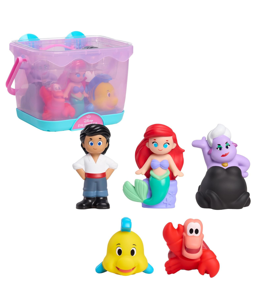 Disney The Little Mermaid Bath Caddy, 6-pieces, 5 Bath Toy Figures