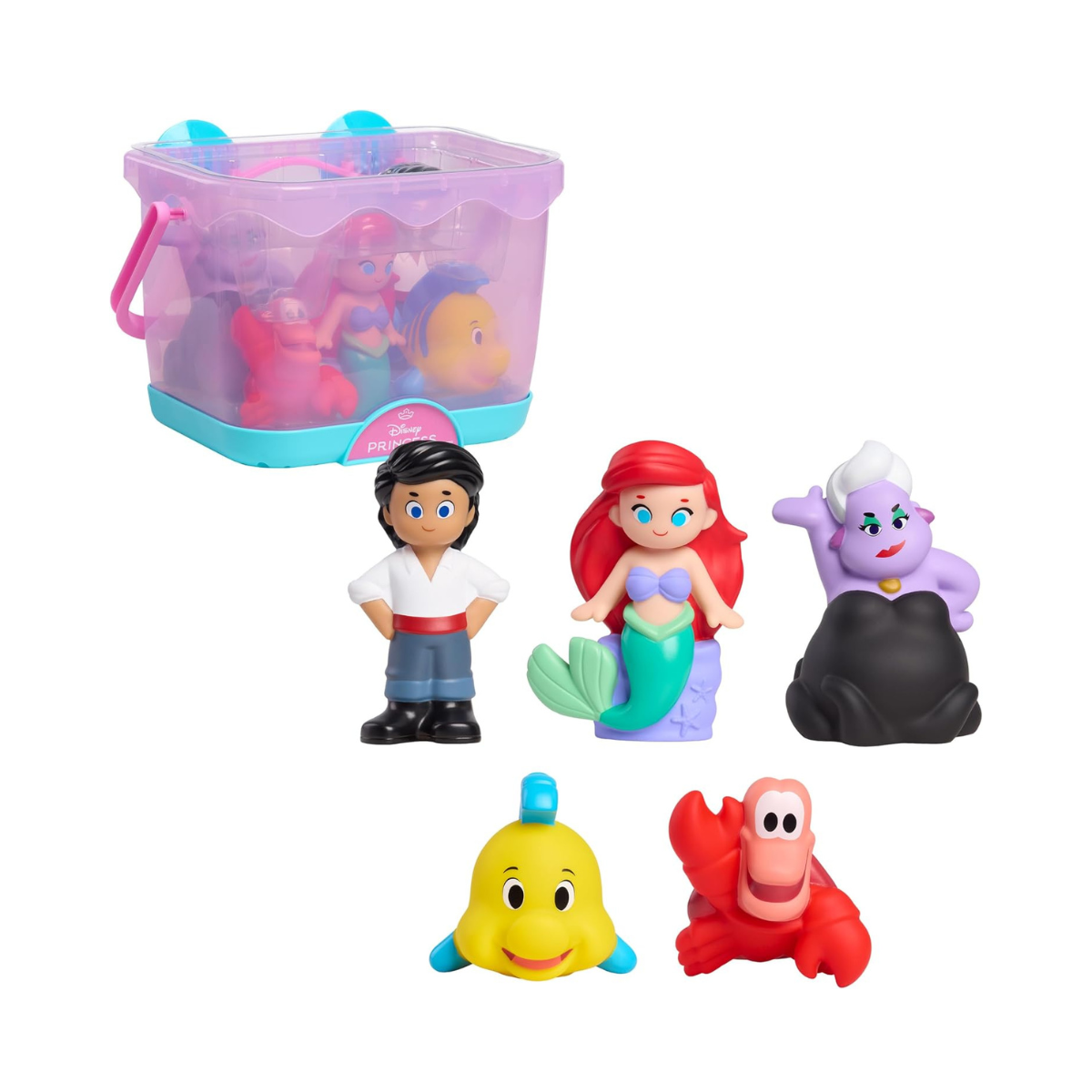 Disney The Little Mermaid Bath Caddy, 6-pieces, 5 Bath Toy Figures